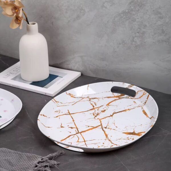Floral and Marble Design Tray 15 Inches
