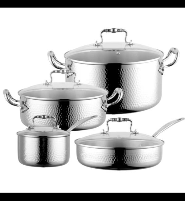 4 pcs 18/10 high quality stainless steel pots with heat resistant handle
