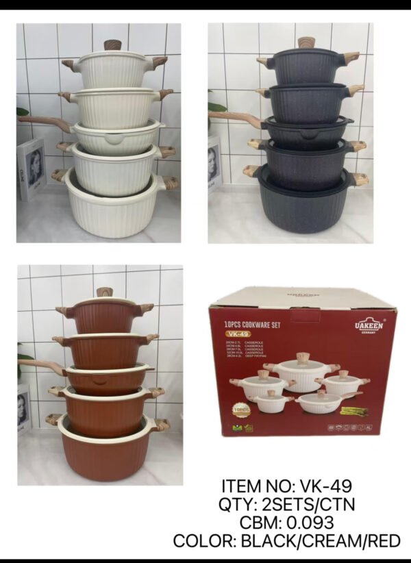 High quality 10 pcs cookware set, PFOA, PFA FREE