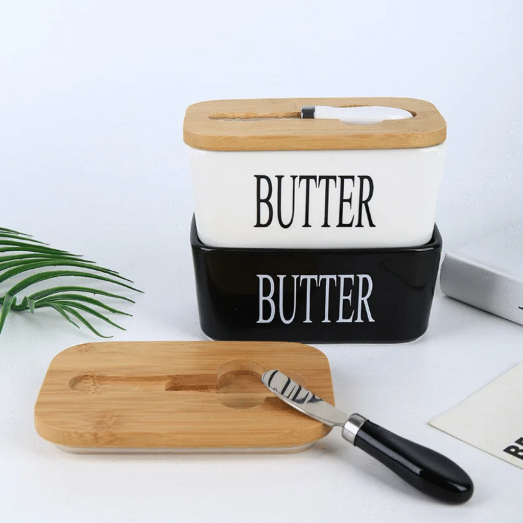 Ceramic Butter Box with Knife